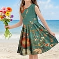 thumbnail image 2 of AUNVITO Girls Sleeveless Dress Round Neck Tank Casual Summer Print Dress, 2 of 6