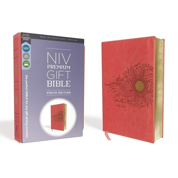 Niv, Premium Gift Bible, Youth Edition, Leathersoft, Coral, Red Letter Edition, Comfort Print: The Perfect Bible for Any, (Hardcover)