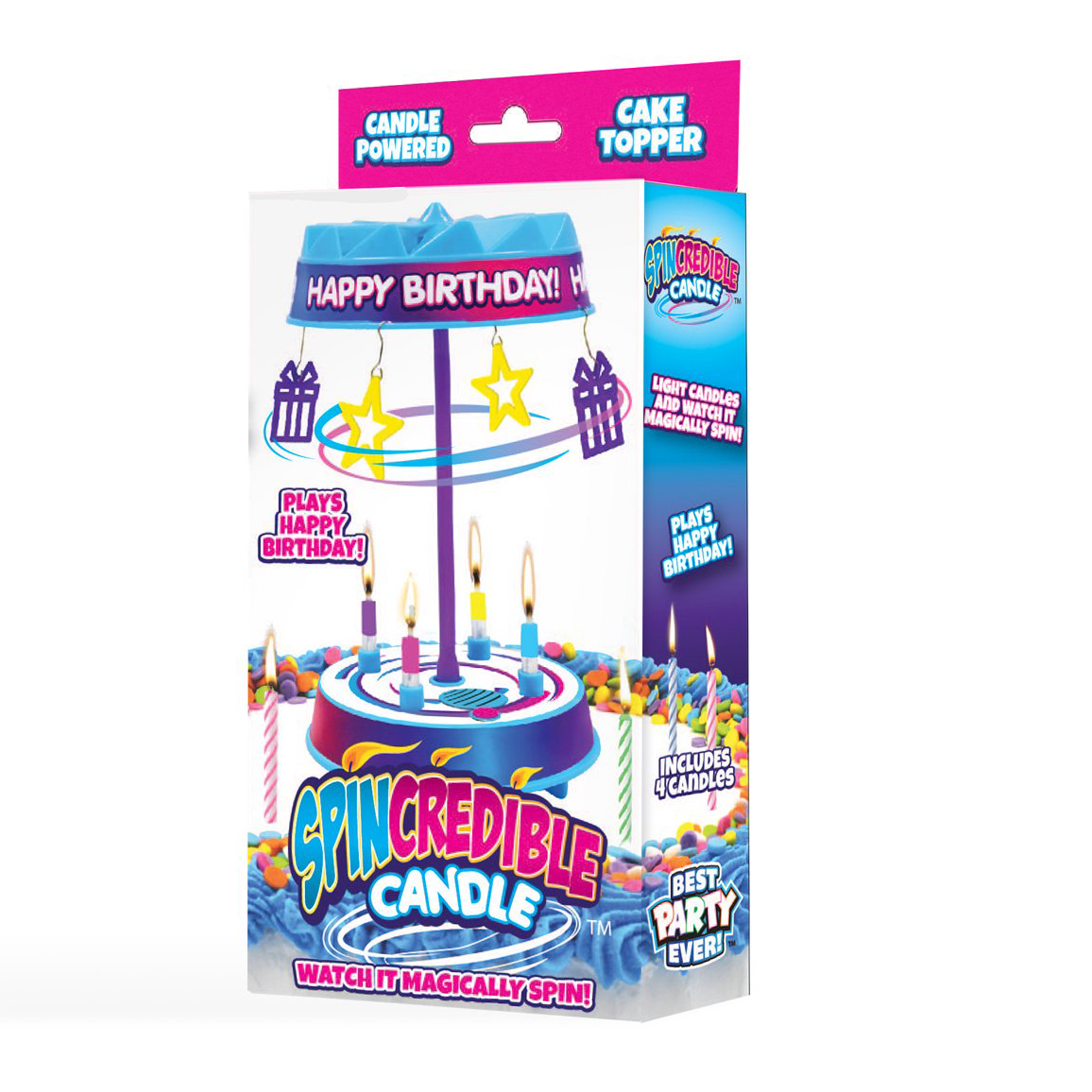 Best Party Ever Spincredible Birthday Candle Cake Topper, Multi-Color, 1.75 inches Wide