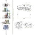 thumbnail image 2 of Corner Shower Caddy Tension Pole 4 Tier Adjustable Stainless Steel Shower Shelf for Inside Shower Bathtub Shampoo,Standing Bathroom Organizer Shelves with 39 to 113 inch Height, 2 of 16