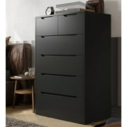 EnHomee Black Tall Dresser Wood 6 Drawer Dressers for Bedroom Wood Chest of Drawers with Smooth Metal Rail Large Dresser Modern Storage Cabinet for Home Office Living Room, 43.3"H x 27.5"L x 15.7"D