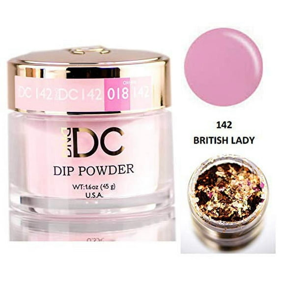 DND DC Neutrals DIP POWDER for Nails 1.6oz, 45g, Daisy Dipping (with bonus side Glitter) Made in USA (British Lady (142))