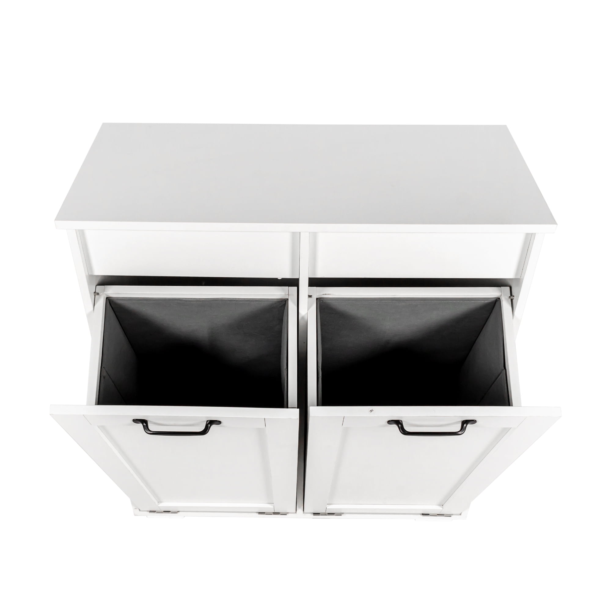 Laundry Room Cabinet with 2 Storage Basket,White Hidden Tilt Out Laundry Hamper Cabinet for Laundry Room Bathroom