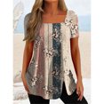 thumbnail image 1 of Camisetas de playa de estilo étnico para mujer, Top de manga corta con botones, Top informal con cuello en U, jersey con estampado, camiseta de nuevo diseño, 1 of 4