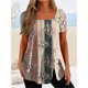 thumbnail image 3 of Camisetas de playa de estilo étnico para mujer, Top de manga corta con botones, Top informal con cuello en U, jersey con estampado, camiseta de nuevo diseño, 3 of 4
