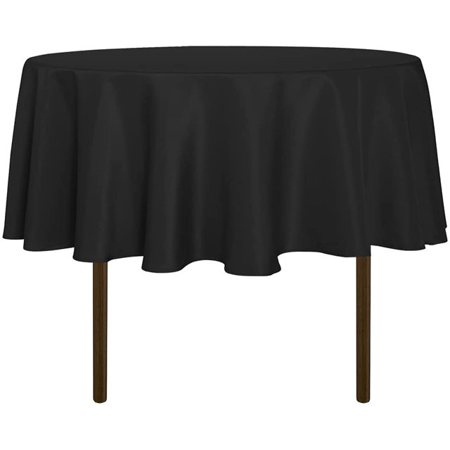 Nappe Ronde 48 Pouces Résistant à l'Eau Imperméable Tissu de Table en Polyester Lavable Couverture de Table en Tissu Décoratif pour Table à Manger, Buffet et Camping, Noir