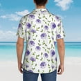 thumbnail image 4 of Pofeuu Purple Chicory Print Hawaiian Shirt for Men Sleeves Casual Button Down Summer Beach Dress Shirts T-Shirts,XX-Large, 4 of 7