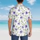 thumbnail image 4 of Fotbe Purple Chicory Camisa Hawaiana para Hombre Unisex – Camisa Casual de Verano con Botones de Manga Corta de Algodón y Lino,Large, 4 of 7
