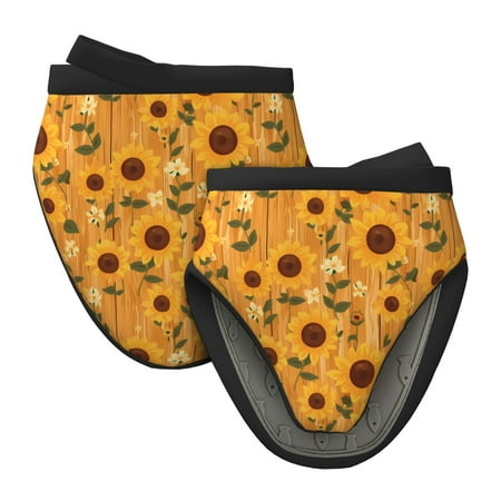 

Vsdgher Modern Wood Grain Sunflower Non-Slip Mini Oven Mitt Set Short Oven Mitts for Baking Grilling Barbecue Microwave 5.9 x5.9 in