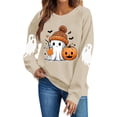 thumbnail image 4 of Halloween Sweatshirt for Women Ghost Pumpkin Bat Print Pullover Crew Neck Long Sleeve Oversized Casual Fall Tops Ribbed Cuffs and Hem Cozy Spooky Season Pullover Tops, 4 of 6