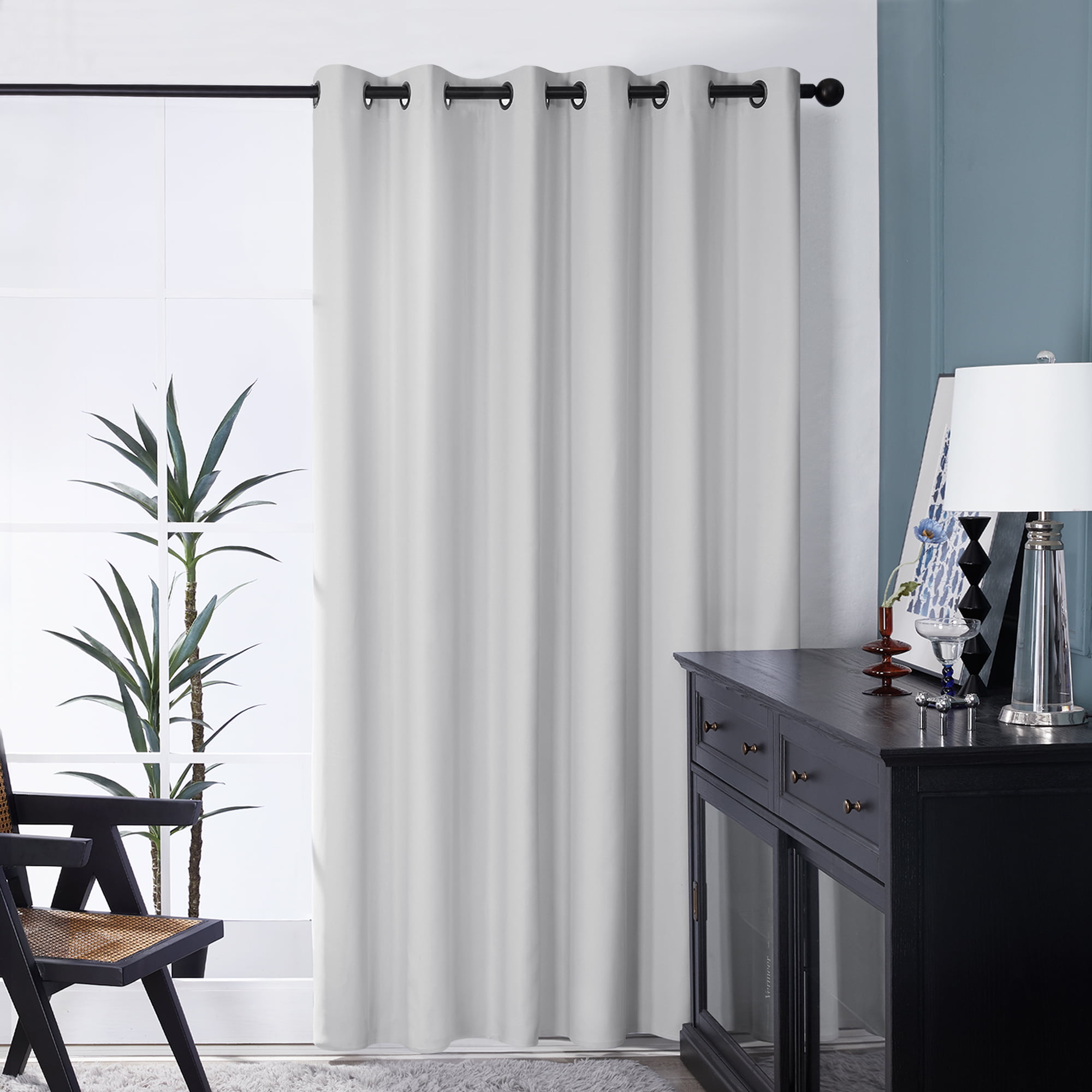 1Pc Solid Pattern Grommet Room Darkening White Velvet Curtain Drapes Door/Window