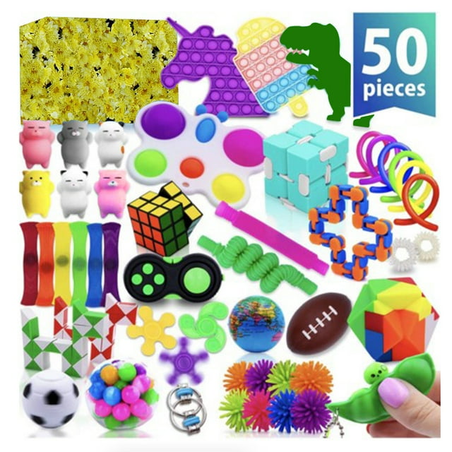 (50 piezas) Fidget Toys, Fidgets Pop Its Pack, Pop It Party Favors, Popitsfidgets Popit Figit Regalos para niños Pequeños Mini Bulk Sensory Toys Niñas, Autismo TDAH Autismo Poppet Carnaval Tesoro Pre