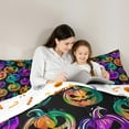 thumbnail image 5 of jejeloiu Colorful Spooky Pumpkin Queen Comforter Set,Autumn Harvest Bedding Sets,Halloween Theme Bedding Comforter Set For Child,Breathable Bedroom Decoration Reversible,3-Piece, 5 of 8