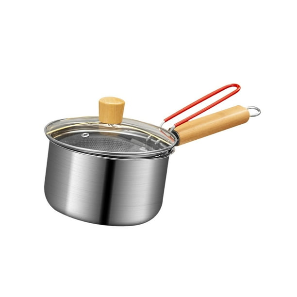 Freidora Portátil con Tapa de Vidrio, Freidora de Aceite, para Cocinar, Calentador de Leche, Olla Fritas, Freír, Hornear, Hervir, Acampar,