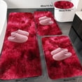 thumbnail image 4 of 4-Piece Mixed Color Bath Mat Set Velvet Fleece Foam Non-Slip Washable Bathroom Rugs Soft Water Absorbent Toilet Mats Universal Modern Decor Black Blue Red Gift, 4 of 9