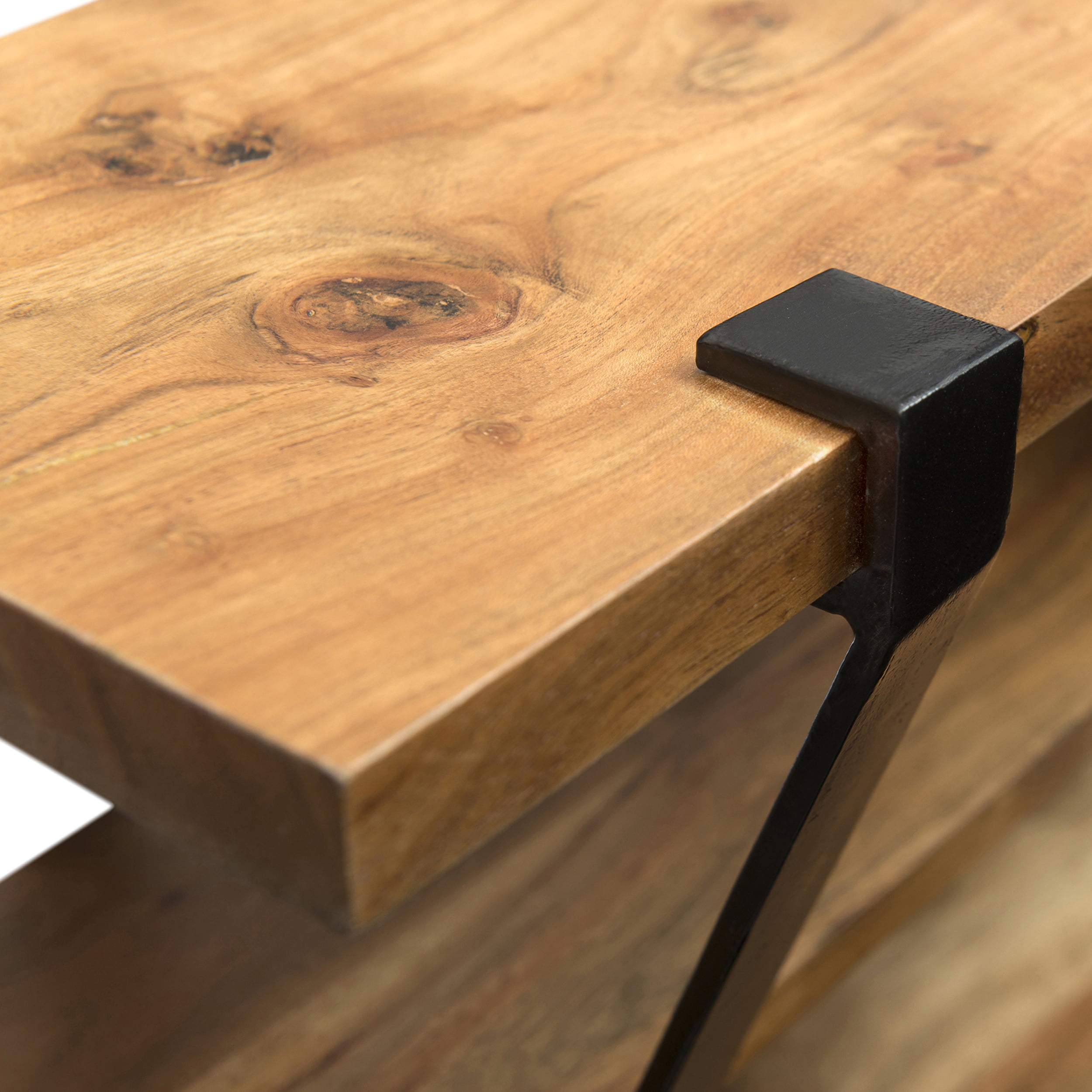 Alaterre Ryegate Natural Live Edge 5-Hook Bench with Coat Hook Shelf Set, Natural