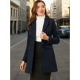 thumbnail image 3 of INSPIRE CHIC Manteau d'Hiver pour Femme à Revers Cranté, Simple Boutonnage, Manches Longues, Bleu Foncé, S, 3 of 6