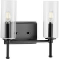 thumbnail image 3 of Elara Collection Two-Light New Traditional Matte Black Clear Glass Bath Vanity Light, 3 of 6