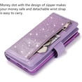 thumbnail image 5 of Wallet Case for Samsung Galaxy S22 Ultra 5G, Magnetic Handbag Zipper Pocket PU Leather Flip with 9 Card Slots and Wrist Strap Folio TPU Inner Stand Case - Purple, 5 of 12