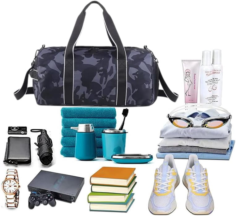Kids Overnight Duffle Bag Girls Boys Sports Gym Bag with Shoe Compartment Wet Pocket Camouflage travel bag (ArmyGreen)