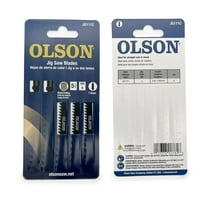 OLSON Jigsaw Blades, 5-Piece, 100mm 8TPI, T-Shank, Straight Cuts in Wood (JG111C)