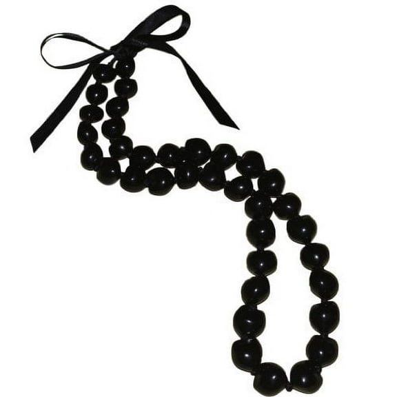 - 32" Genuine Black Kukui Nut Necklace Lei From Philippines