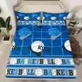 thumbnail image 2 of Feelyou Cartoon Basketball Kids Queen Sheet Sets, Ball Sports Lover Flat Sheet, Blue Square Buffalo Queen Fitted Sheet, Ultra Soft Bedroom Decor, 4-Piece, 2 of 7