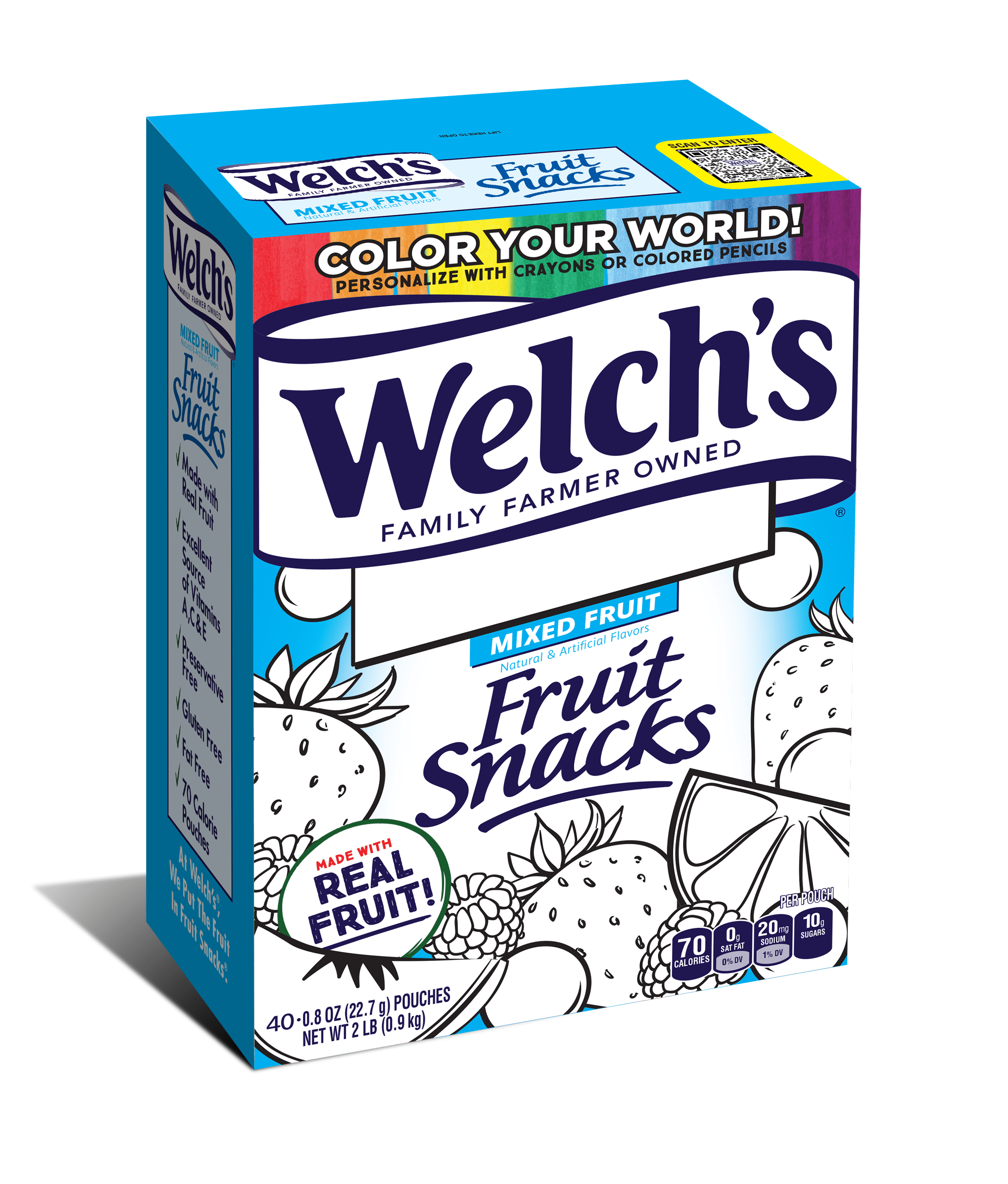 Welch's Color You World Mixed Fruit Snacks Family Size, 0.8 oz, 40