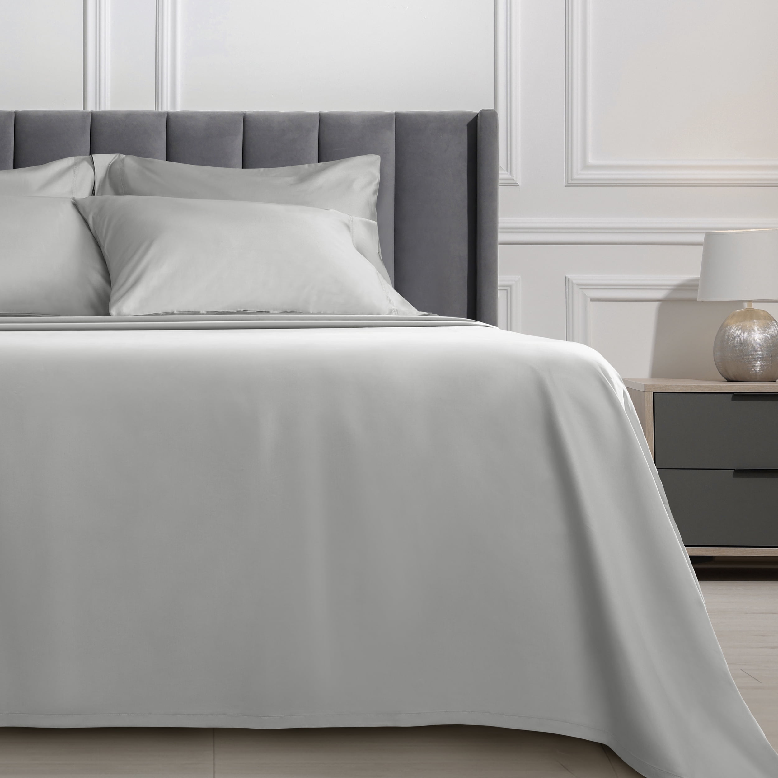 Serta 6-Piece 800 Thread Count Gray Cotton Rich Adult Bed Sheet Set, Queen - Deep Pocket