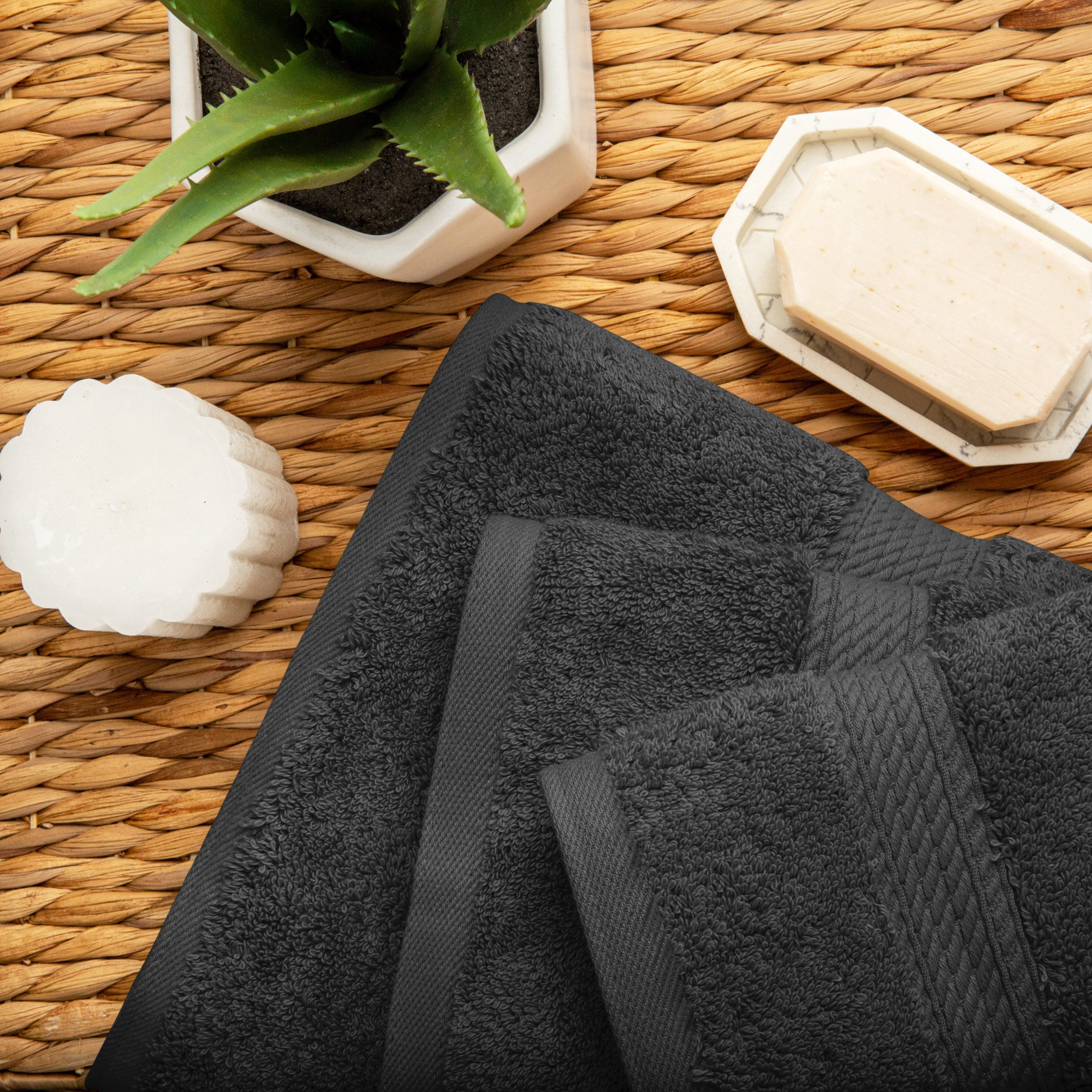 Premium Egyptian Cotton Highly Absorbent Assorted 3-Piece Plush Towel Set - 30" x 55", 20" x 30", 13" x 13"