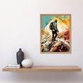thumbnail image 2 of Hiker Reaching Mountain Peak Modern Oil Painting Art Print Framed Poster Wall Decor 12x16 inch, 2 of 5
