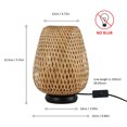 thumbnail image 3 of Injak Bedside Bmaboo Table Lamp with Metal Base, Vintage Rattan Cage Lampshade Small Nightstand Lamp for Bedroom, Industrial Reading Desk Light Decor for Living Room, Kids Room, Ktichen Island, 3 of 7