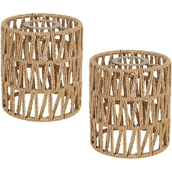 2x Boho Rattan Lampshade Hanging Lamp Floor Lamp Paper Lampshade