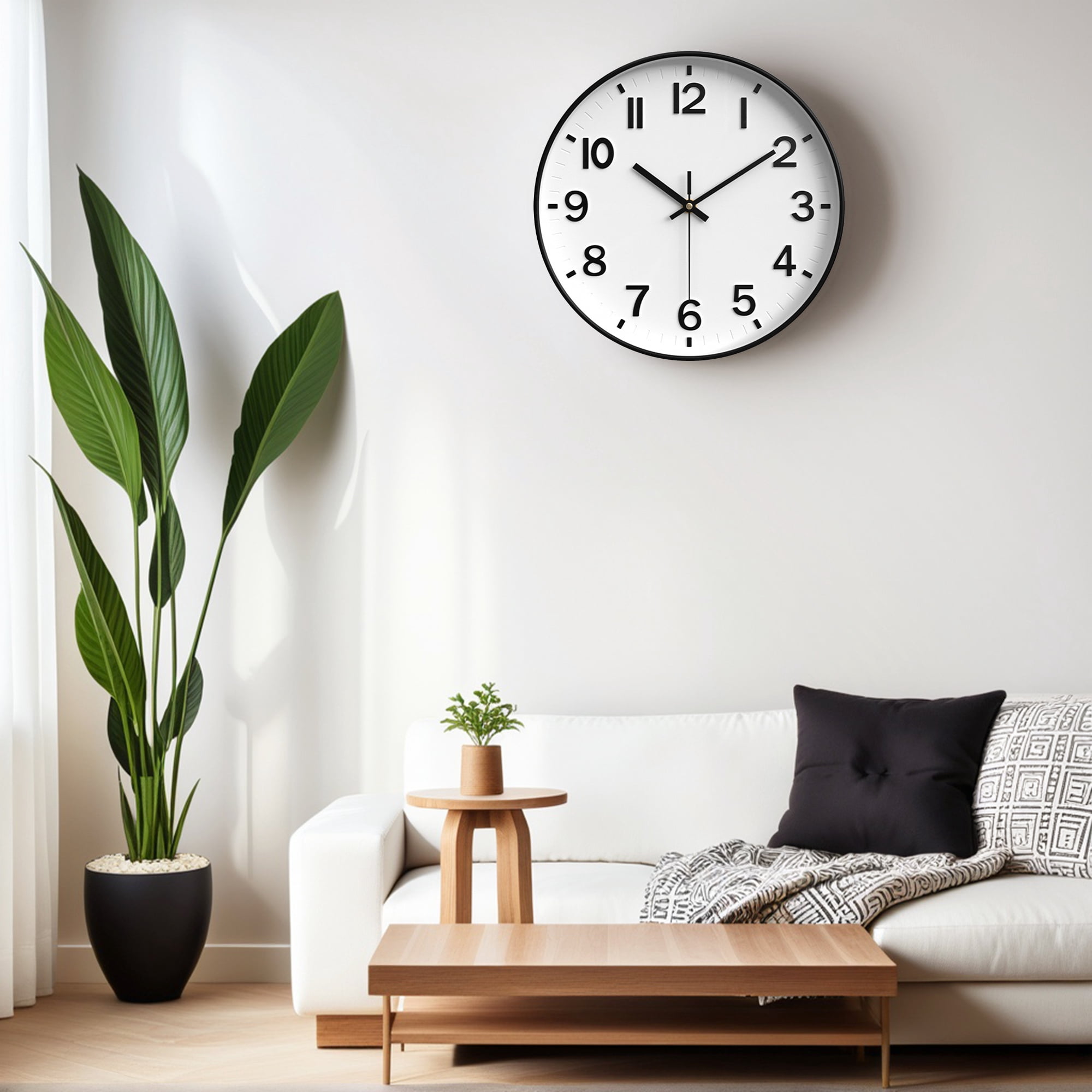 Unique Bargains Wall Clock with Big Arabic Numerals White and Black