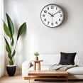 thumbnail image 3 of REGALWOVEN Simple Wall Clock, Big Arabic Numerals, Silent Non-Ticking Modern Battery Operated, Classic Decorative for Home White and Black 12 x 12 x 1.6 Inch, 3 of 6