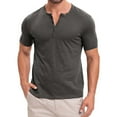 thumbnail image 2 of YLSDY Men's Henley Shirts Slim Fit Muscle T Shirt Workout Gym Athletic Tees Retro Style Outdoor Shirts Comfy Casual Tops Dark Gray XXL, 2 of 6