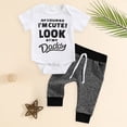 thumbnail image 2 of WUANDIXFA Baby Boy Funny Letters Print Short Sleeve Bodysuit Romper Pants Summer Outfit Set (White, 3-6 Months), 2 of 9