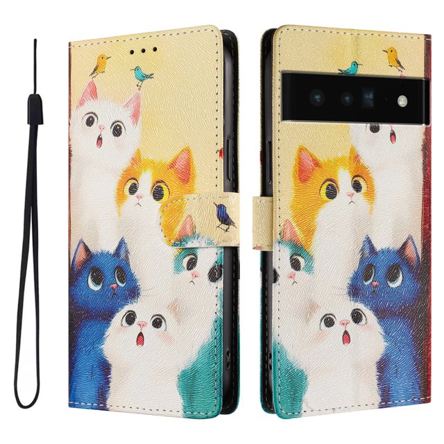 FOXDOCK Funda Tipo Cartera para Google Pixel 6 Pro con Soporte y Correa – Diseño de Patrones Lindos