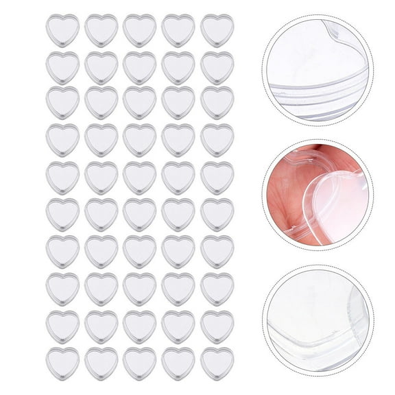 LABELEPH 50Pcs Heart Containers with Lid Clear Plastic for Cosmetics Storage and Travel