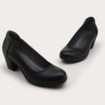thumbnail image 6 of Pennysue Women's Low Chunky Heel Pumps Black Closed Toe Shoes 8M, 6 of 7