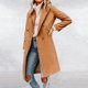thumbnail image 2 of Gibobby gabardinas para mujer Chaqueta de lana sintética para mujer Abrigo largo de de otoño e invierno Abrigo de cuello de chal de lana de otoño (Caqui, M), 2 of 5