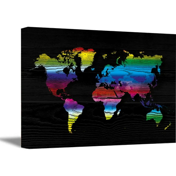 Awkward Styles World Map Wall Art World Map Canvas Rustic Wood Panel Painting World Map Decor for Living Room Kitchen Bedroom Bathroom