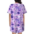 thumbnail image 3 of Bixox Women's Violet Printed Pajama Set 2 Piece Lounge Set Top and Shorts Soft Pajamas, Shorts with Pockets, 3 of 7