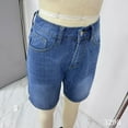 thumbnail image 6 of Lodgix Bermuda Jean Shorts for Women High Waisted Trendy Stretchy Denim Shorts Knee Length Cutoff Loose Fit Long Shorts Blue-XL, 6 of 6