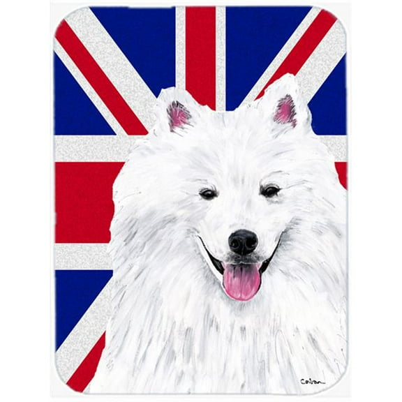 7.75 x 9.25 In. American Eskimo With English Union Jack British Flag Mouse Pad, Hot Pad Or Trivet