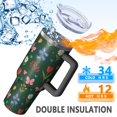 thumbnail image 5 of 40oz Pioneer Flower Floral Print Pattern Insulated Tumbler with Handle, BPA-Free Leak Proof Lid and Straws, Double Wall Vacuum, Hot 12h/Cold 34h, 5 of 6