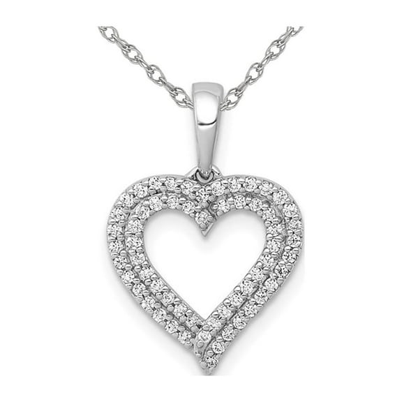 1/4 Carat (Ctw) Diamond Heart Pendant Necklace in 14K White Gold with Chain for Women