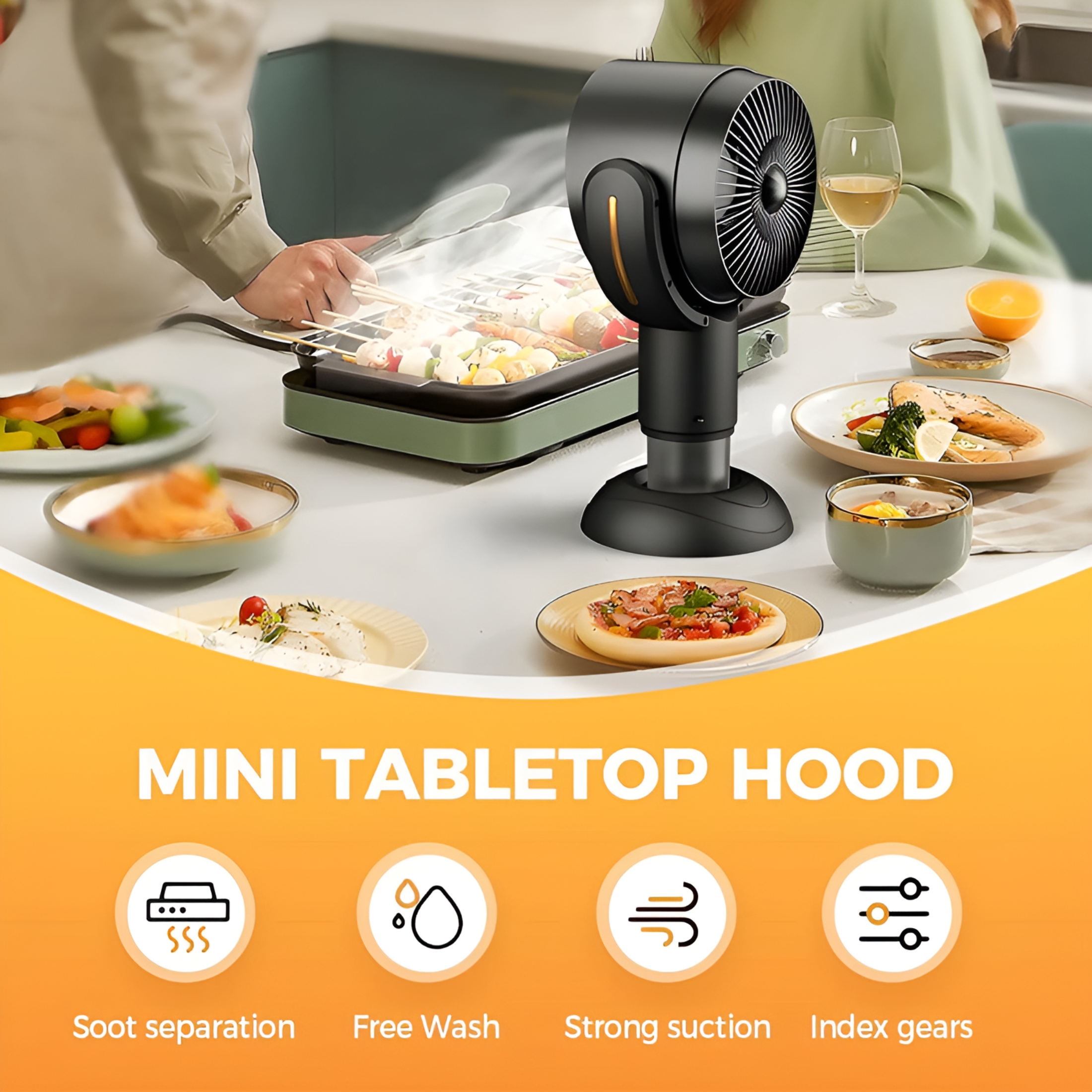 HIBIBUD 2026 New Smoke Purifier for Smoking Indoors, Portable Range Hood for Cooking, Detachable Purifier Fan and Washable Smoke Filter for Indoor Bbq, Hot Pot, Extractor Hood (Purple, Plug In)