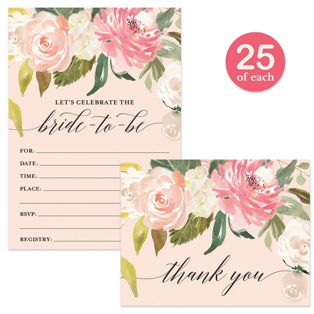 Bridal Shower Invitations & Matched Thank You Cards ( 25 ...