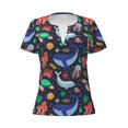 thumbnail image 4 of Wukai The Underwater World Casual V-Neck Graphic Tees for Women: Lightweight and Breathable Summer Tops with Stylish Design-XX-Large, 4 of 8